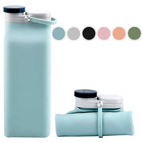 E-Senior Collapsible Silicone Bottles Sports Water Bottle travel Lightweight Leak Proof BPA Free