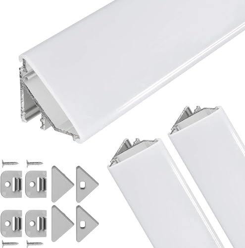 Brollux Profilé d'angle LED V24 - Lot de 2 m (2 x 1 m) - Profil en aluminium à 45 degrés pour bande lumineuse LED