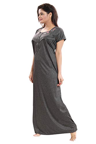 Image of Fabme Women's Cotton, Nursing, Feeding, Maternity Nighty - Grey - Pack of 1
