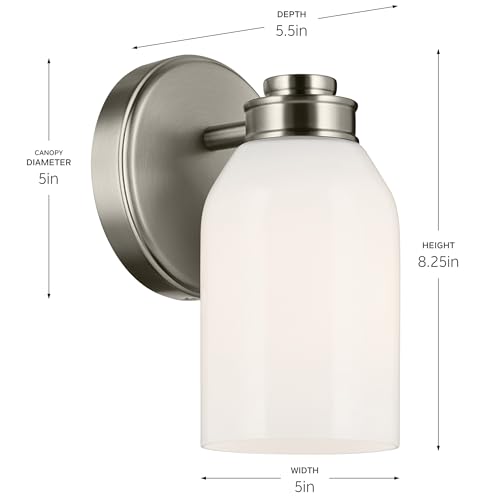 Image of Kichler Erma 2-Light Bathroom Vanity Light, Olde Bronze | Satin etched glass vanity light for bathroom mirrors (13.5 inch x 8.5 inch x 6 inch), 55125OZ