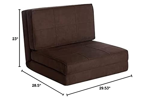 Urban Shop Ultra Suede Convertible Flip Chair, L28.5 X W29.53 X H23.0, Brown #TOP2