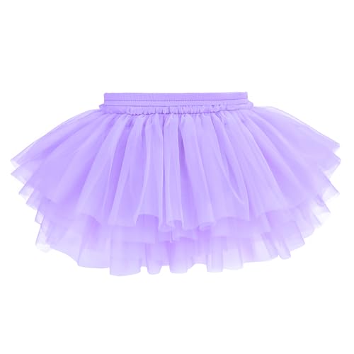 Baby Girls Soft Fluffy Tutu Skirt with Diaper Cover Tulle Dress Skirt 3 Layers Soft for Newborn Toddler Purple