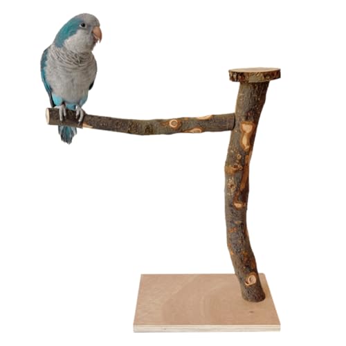 Bird Table Platform Bird Table Stand Pole Wooden Perch Parrots Standing Perch Bridge Training Parrots Standing Supplies (S,Branch)
