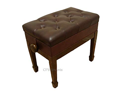 Adjustable Artist Piano Bench Stool in Walnut with Music Storage