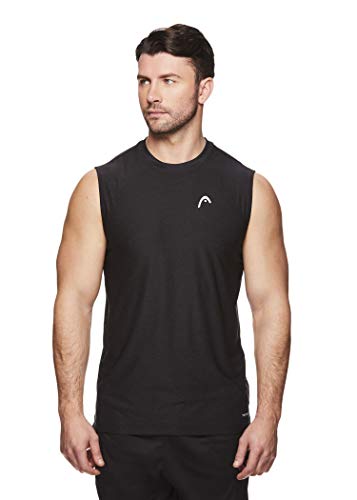 HEAD Men's Hypertek Gym Tennis & Workout Muscle Tank - Sleeveless Activewear Top - Score Black Heather, Small HEAD Men's Hypertek Gym Tennis & Workout Muscle Tank - Sleeveless Activewear Top - Score Black Heather, Small