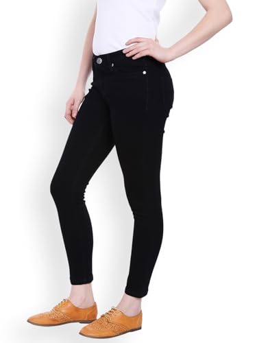Image of TWGE - Women's Mid Rise Skinny Fit Jeans - Single Button, Stretchable Denim Pants - Ankle Length - Stylish Casual Wear
