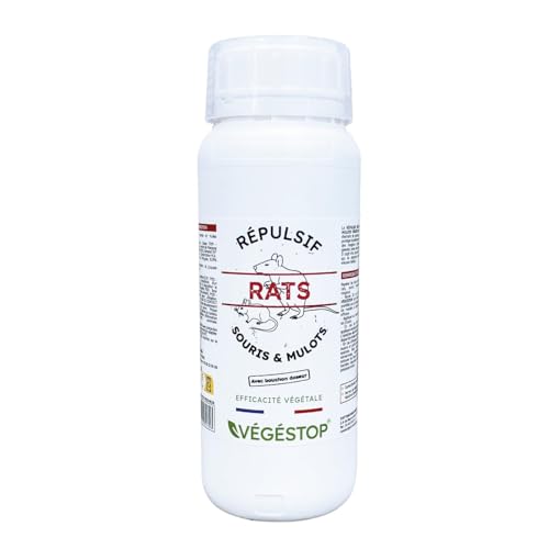 Répulsif Rats, Souris & Mulots - 500 ml - Anti-rongeurs efficace - Avec bouchon doseur - Idéal garage, grenier, maison, jardin