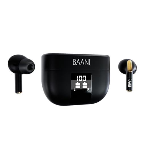 Baani Audio Earbuds Tws Bluetooth Earphones Quad Mic Technology Enc With 40 Hrs. Playtime Heavy Bass Sound Quality Low Latency For Gaming Ipx5 Smooth Touch Controls Earbuds - Black (Bt102) - In Ear (B0C55FT3Y5) Amazon Price History, Amazon Price Tracker