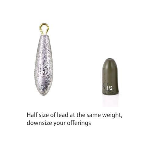 Image of 5pcs Fishing Weights, Anodized Black Tungsten Bullet Sinkers, with Sizes Laser-Engraved, No Abrasion, Never Chip, Sensitive and Great Castability