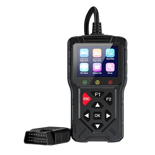 OBD2 Scanner Car & Motorcycle Diagnostic Tool OBDII Code Reader Check Engine Light Scan Tool with Live Data I/M Readiness EVAP Test Battery Test for 97% OBDII Protocol Vehicles & Motorcycles