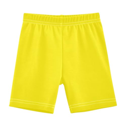 CHIFIGNO Canary Yellow Girls Cartwheel Shorts Under Dress Bike Shorts Breathable Dance Short Clothes for Kids 5T