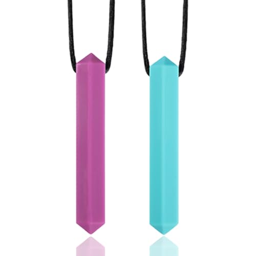 QEDBOJE 2 peças brinquedo de silicone durável e resistente - o melhor para crianças ou adultos que desfrutam ou têm autismo - mordedor sensorial e colar de silicone para mastigar