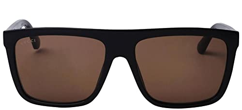 Gucci Men's GG0748S Sunglasses, Black-Black-Brown, 592