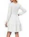 AUSELILY Womens Long Sleeve Dress 2025 Fall Casual V Neck Tiered Swing Flowy A-line Mini Short Dresses with Pockets Off White 2XL