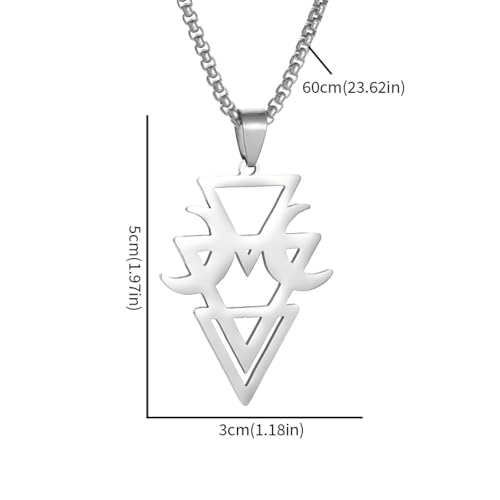 Collier homme gothique triangle et lune en pendentif géométrique