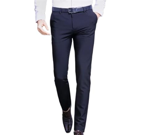 Mens Straight Slim Fit Formal Suit Pants Classic High Waisted Business Casual Office Trousers
