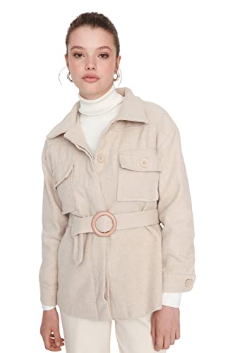 Manteau oversize stone en tissu tissé pour femmes Trendyol