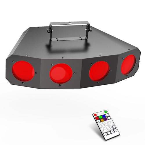 LED DJ Disco Stage Party Lights: 90W RGBW Moonflower Effect - 152 LEDs 4 Eye Beam Strobe Light - DMX & Sound Activated & Remote Control Uplights for Events Parties Club Live Shows Wedding