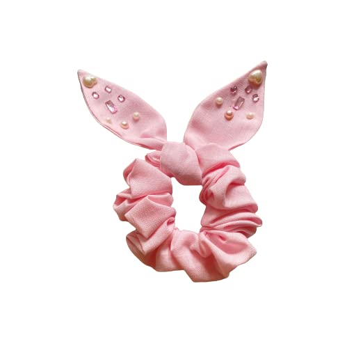 Ribbon Candy Cute Scrunchies With Crystal and Pearl Detailing Rubber Band for Girls (Set of 1) (Pink) (B0B3MK7N69) Amazon Price History, Amazon Price Tracker