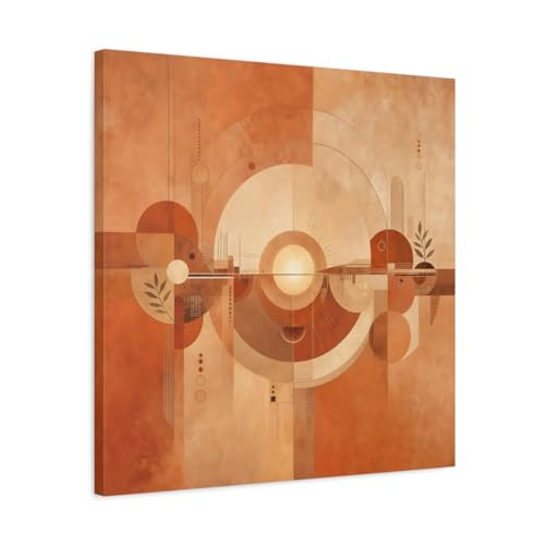 Toile soleil abstrait terracotta 60x60 cm carrée pour décorer le salon.