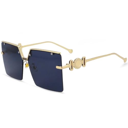 Lunettes de soleil carrées sans bords pour femmes protection anti-UV400