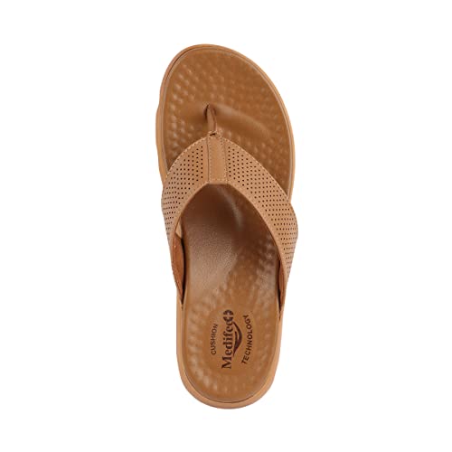 Image of Medifeet Broad Strap Cushioned Leather Slippers for Women