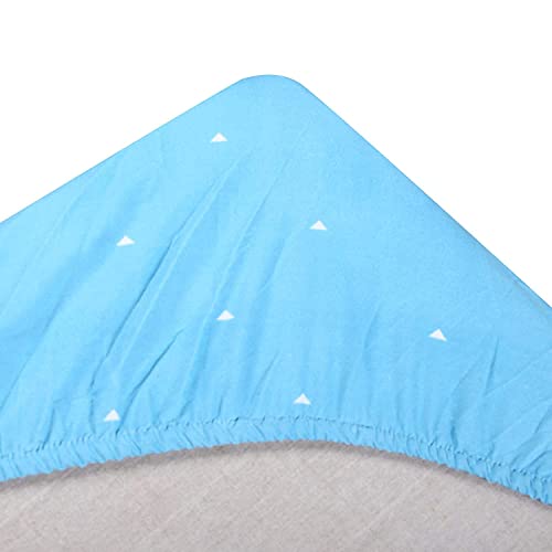 Image of Elastic Fitted Glace Cotton Single Bedsheet with One Pillow Covers(for 4-6 Inches Mattress) (Zig -Zak