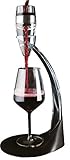 Hecho de acrílico especialmente formulado, el aireador de vino está apoyado por una elegante torre curvada para sostener el aireador a la altura ideal para su uso cuando se vierte en un vaso. Utilizando el aireador y su torre proporciona una presentación espectacular al verter y permite un fácil manejo con una sola mano.