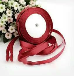 Cinta de satén de seda rosa de 22 m de largo y 10 mm de ancho para decoración de fiestas, bodas, Navidad y Año Nuevo, material de bricolaje (rojo vino, 10 mm)