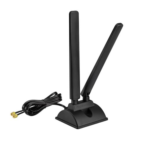 Eightwood Antena WiFi 6E de Triple Banda 2.4GHz 5GHz 6GHz RP-SMA Antena Base magnética para PC de Escritorio PCI-E 6E Tarjeta Bluetooth Adaptador WiFi USB Router inalámbrico - imagen 2