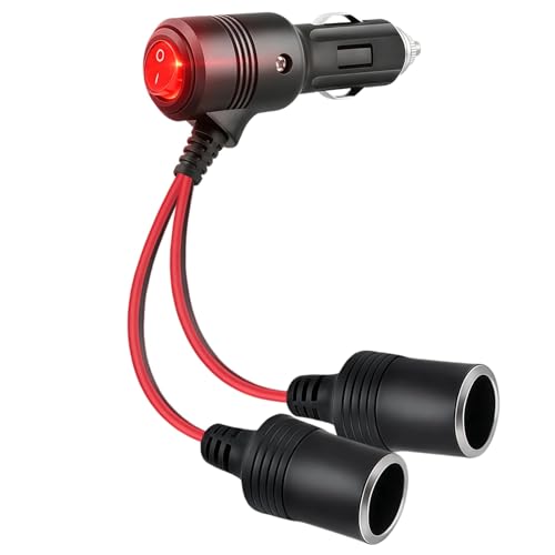 12V Allume Cigare avec Interrupteur 24V, 1 à 2 Rallonge Allume Cigare Prise 18AWG Câble D'extension Avec interrupteur à LED et Fusible 10A Extension Du...