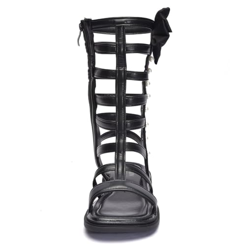 Image of Skeblo Girls Rivet Gladiator Sandals Summer Princess Dress Strappy Flats Zip Up Boots Shoes