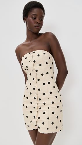 endless rose Women's Polka Dot Linen Strapless Dress2