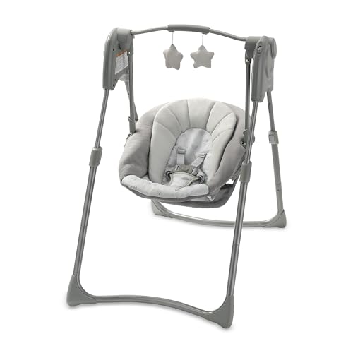 Graco Slim Spaces Compact Baby Swing, Space Saving Portable Bay Swing with Height Adjustable Legs...