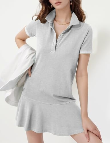 Image of Flygo Womens Polo Dress Summer Short Sleeve Ruffle T Shirt Dress
