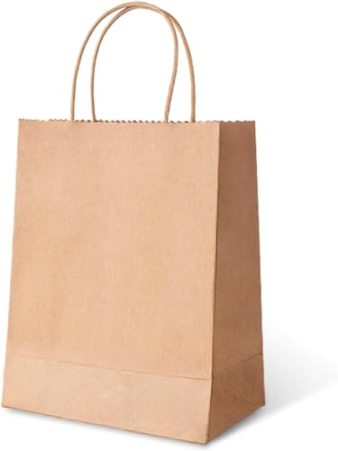Image of Aakriti Gift Bags - Brown Paper Bags With Handles for Wedding, Party Favors, Kraft Grocery Shopping, Retail Merchandise (8.5 inchx4.5 inchx11 inch, Pack of 25)