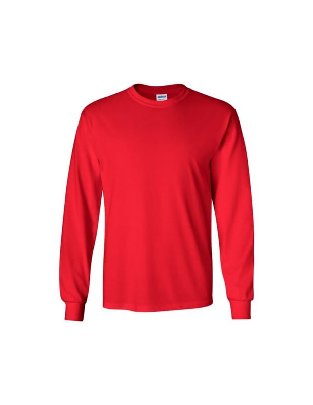 Image of Gildan Men's Long Sleeve Plain Crewneck T-Shirt (G2400) Red