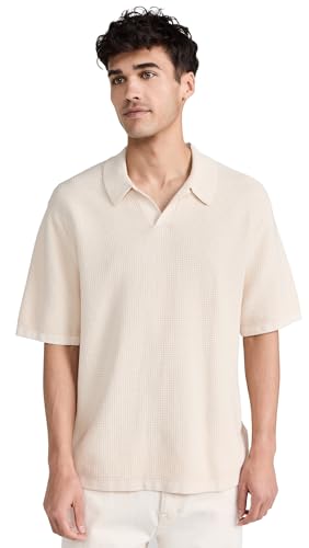 Madewell Men's Johnny-Collar Sweater Polo Shirt, Vintage Linen, Off White, M
