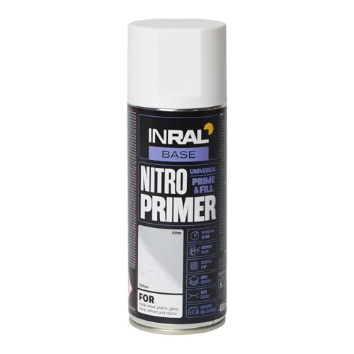 INRAL Primaire d'accrochage blanc 400 ml - primaire en spray à séchage rapide pour métal, plastique ABS, intérieur et extérieur, avant peinture