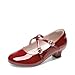 DREAM PAIRS Girls Dress Shoes Mary Jane High Heel Round Toe Straps Pumps Flower Wedding Party Princess Flats for Little/Big Kids,Size 4 Big Kid,Red,KKUMFA2510