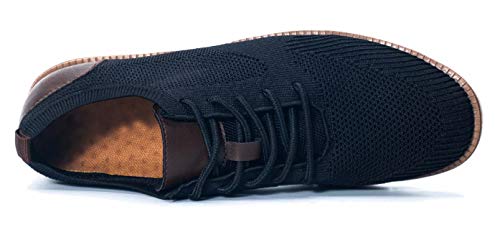 Nedawm Mens Casual Sneakers Dress Shoes Mesh Wingtip Oxford Shoes Breathable Lightweight Outdoor Walking Shoes, Black 10.5 #TOP4