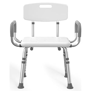 Shower Chair for Inside Shower with Arms and Back, FSA/HSA Eligible 500 lbs Heavy Duty Shower Seat for Bathtub, Height Adjustable Safety Bath Seat for Elderly, Adults, Handicap and Disabled