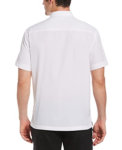 Cubavera Men's Cubavera Paneled Short Sleeve Shirt For Men, Classic Fit, Wrinkle Resistant, Casual Button-Down Shirt For Men With Spread Collar (Sizes Small - 5Xl) , Bright White, Large #TOP4