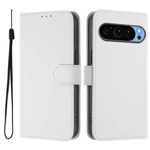 Étui portefeuille Google Pixel 10 blanc avec porte-cartes et béquille rabat YBM