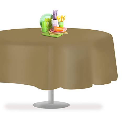 Image of Grandipity 24 Pack Premium Disposable Plastic Tablecloth 84 inch Inch Decorative Round Table Cover - Gold