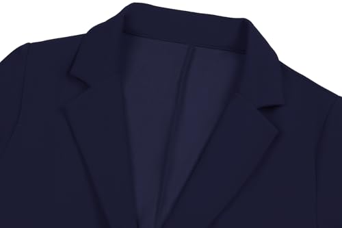 Women's Casual Work Office Blazer Jacket Notched Lapel Long Sleeve One Button Suit Jacket with Pockets Outerwear(Navy Blue 2XL)4