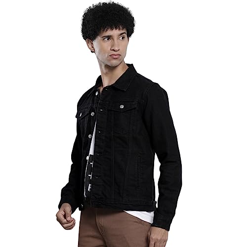 Image of The Indian Garage Co Men Slim Fit Solid Denim Trucker Jackets