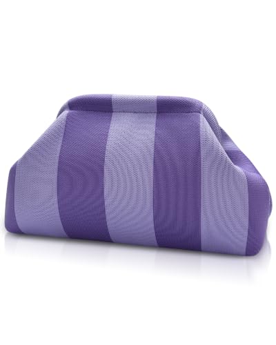 Image of Woven Clutch Purses for Woman,Summer Beach Purse for Vacation, Woven Striped Dumpling Bag,Crochet Evening Handbag