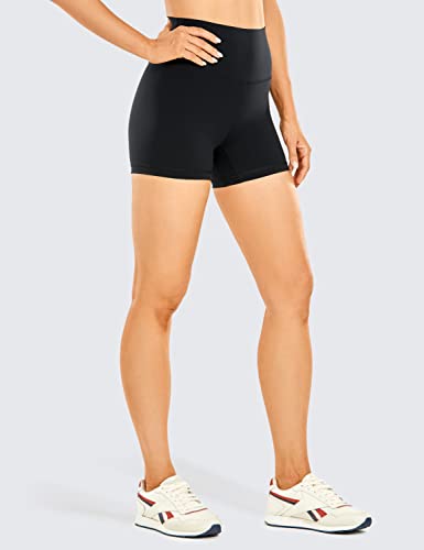 CRZ YOGA Women's Brushed Naked Feeling Biker Shorts 4''- High Waist Matte Workout Gym Running Spandex4