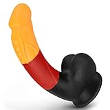 G-spot Realistic Dildo, 8 Inch Silicone Multicolor Striped Penis with Strong Suction Cup for Hands-Free Play Lifelike Cock with Curved Shaft and Balls for Vaginal and Anal Play (Gold, Red, Black)